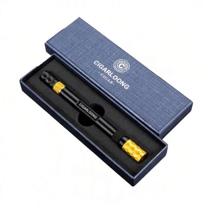 2 Delicili Puro Açıcı İğne ve Puro Tutucu Siyah/Gold - 3
