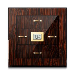Camlı 3 Çekmeceli Puro Kutusu Humidor Maun 60's - 3