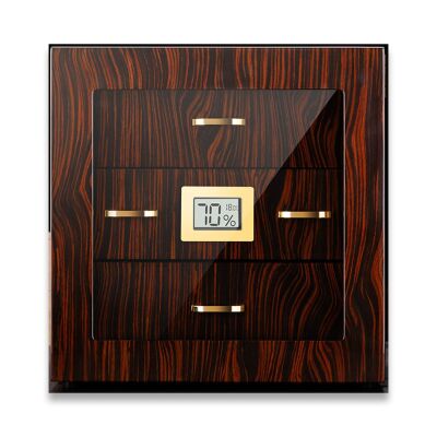Camlı 3 Çekmeceli Puro Kutusu Humidor Maun 60's - 3