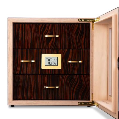Camlı 3 Çekmeceli Puro Kutusu Humidor Maun 60's - 4
