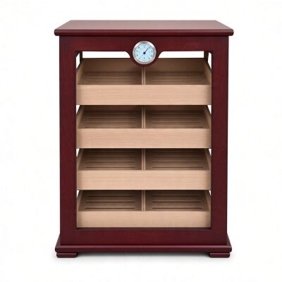 Camlı 4 Raflı Puro Kutusu Humidor Kabinet Kahve 200's - 1