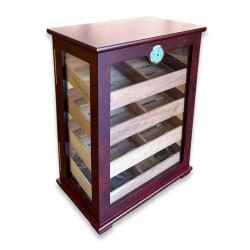 Camlı 4 Raflı Puro Kutusu Humidor Kabinet Kahve 200's - CigarLoong (1)