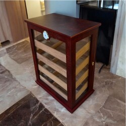 Camlı 4 Raflı Puro Kutusu Humidor Kabinet Kahve 200's - 4