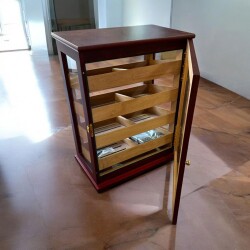 Camlı 4 Raflı Puro Kutusu Humidor Kabinet Kahve 200's - 5
