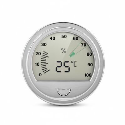 Cigarloong Yuvarlak Dijital Higrometre Nem Isı Ölçer Silver 7cm - 1