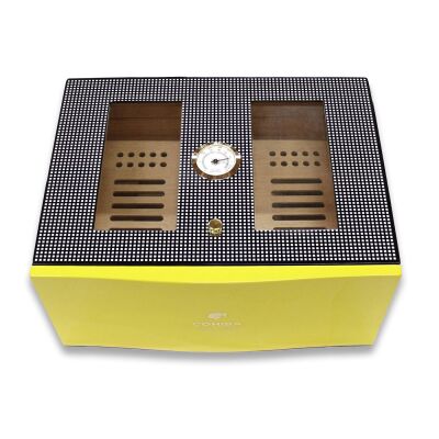 Cohiba Camlı Puro Kutusu Humidor Sarı 70's - 3