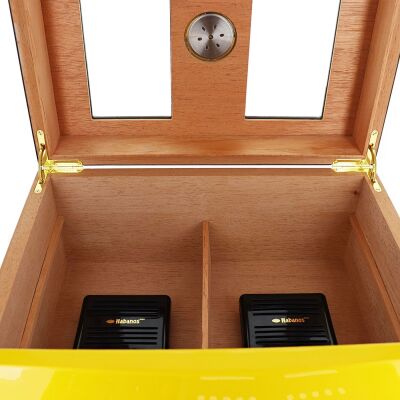 Cohiba Camlı Puro Kutusu Humidor Sarı 70's - 4