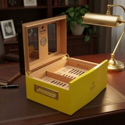Cohiba Camlı Puro Kutusu Humidor Sarı 70's - 6