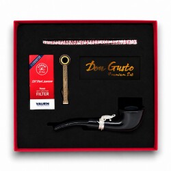 Crocodile 9mm Filtreli Ahşap Pipo Seti Altıgen Mat Siyah - CigarLoong