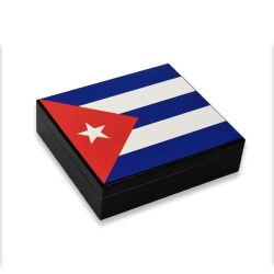 Cuban Flag Desen Puro Kutusu Humidor İçi Magnetli Siyah 20s - Sikarlan