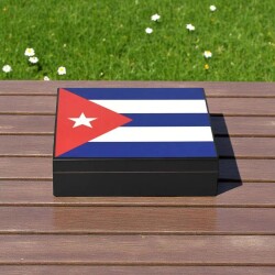 Cuban Flag Desen Puro Kutusu Humidor İçi Magnetli Siyah 20s - Sikarlan (1)