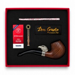 Eagle 9mm Filtreli Ahşap Kıvrık Pipo Seti Mat Kahve - CigarLoong