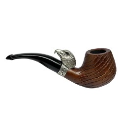 Eagle 9mm Filtreli Ahşap Kıvrık Pipo Seti Mat Kahve - CigarLoong (1)