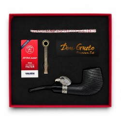 Eagle 9mm Filtreli Ahşap Kıvrık Pipo Seti Mat Siyah - CigarLoong