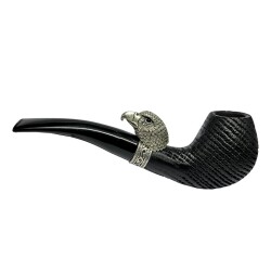 Eagle 9mm Filtreli Ahşap Kıvrık Pipo Seti Mat Siyah - CigarLoong (1)