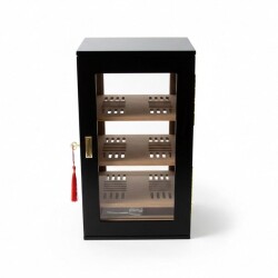 Elektronik Nemlendiricili 3 Raflı Puro Kutusu Humidor Gold Mat Siyah - 3