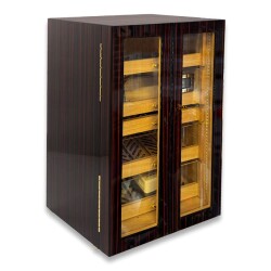 Elektronik Nemlendiricili Camlı 4 Çekmeceli Işıklı Puro Kutusu Humidor Abanoz 200's - 3