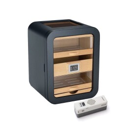 Elektronik Nemlendiricili Camlı 5 Çekmeceli Puro Kutusu Humidor Skylight Karbon Desen - CigarLoong