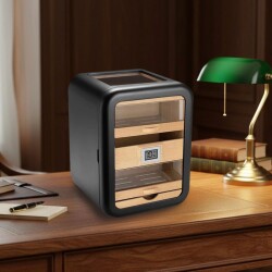 Elektronik Nemlendiricili Camlı 5 Çekmeceli Puro Kutusu Humidor Skylight Siyah - CigarLoong (1)