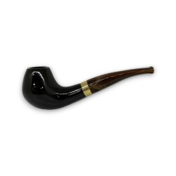 Kahve Saplı 9mm Ahşap Kıvrık Pipo Seti Parlak Siyah - CigarLoong (1)