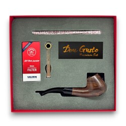 Longan 9mm Ahşap Kıvrık Pipo Seti Mat Natural - CigarLoong