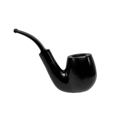 Longan Okuma 9mm Ahşap Kıvrık Pipo Seti Mat Siyah - 2