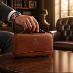 MonteCristo Deri Seyahat Travel Puro Taşıma Çantası - Cigarte (1)
