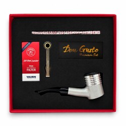 PD Modeli 9mm Filtreli Ahşap Kıvrık Pipo Seti Silver - CigarLoong