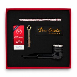 PD Modeli 9mm Filtreli Ahşap Kıvrık Pipo Seti Siyah - CigarLoong