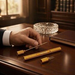 Puro Açıcı İğne ve Puro Tutucu Gold 18cm - 3