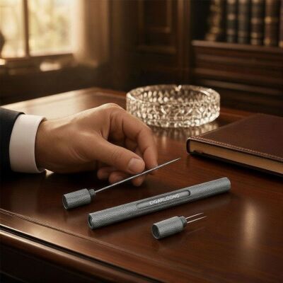 Puro Açıcı İğne ve Puro Tutucu Silver 18cm - 3