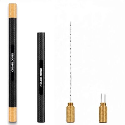 Puro Açıcı İğne ve Puro Tutucu Siyah/Gold 18cm - 2