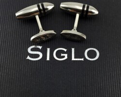 SİGLO Siyah Çizgili Model Kol Düğmesi - SİGLO (1)