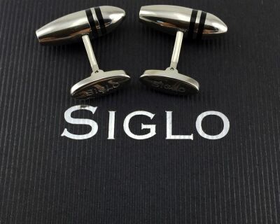 SİGLO Siyah Çizgili Model Kol Düğmesi - 2