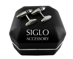 SİGLO Siyah Çizgili Model Kol Düğmesi - SİGLO