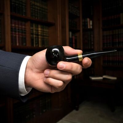 Siyah Saplı 9mm Ahşap Pipo Seti Parlak Siyah - 3