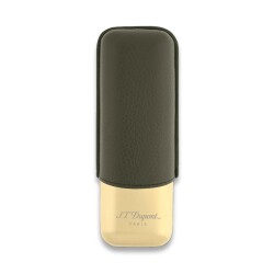 S.T. Dupont Deri Metal Puro Kılıfı Yeşil/Gold 2li (60Ring) - S.T.Dupont