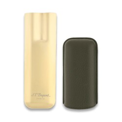 S.T. Dupont Deri Metal Puro Kılıfı Yeşil/Gold 2li (60Ring) - S.T.Dupont (1)